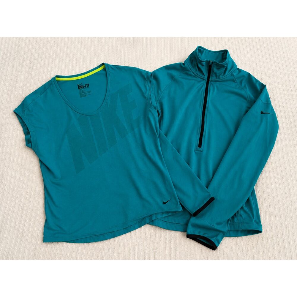 Nike Dri-FIT Women’s Athletic Bundle – 2 Piece Set Shirt and Zip Up Medium